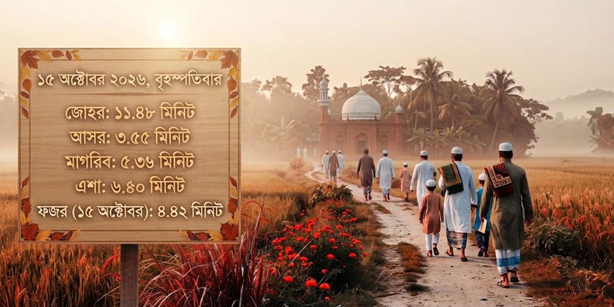 ১৫ অক্টোবর ২০২৬: ঢাকা ও পার্শ্ববর্তী এলাকার নামাজের সময়সূচি