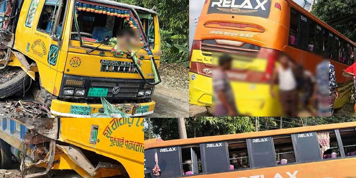 জৈন্তাপুরে ট্রাকের ধাক্কায় পর্যটকবাহী বাস খাদে, আহত ৩