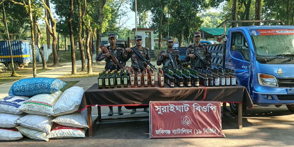 সিলেট সীমান্তে বিজিবির অভিযানে ২১ লাখ টাকার চোরাই পণ্য জব্দ