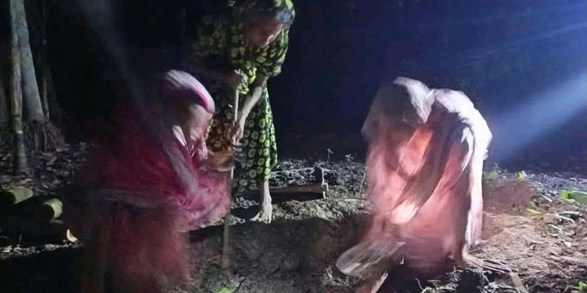 পিরোজপুরে মানিক পশারীর দাফন সম্পন্ন, কবর খুড়েন মেয়ে ও বোন
